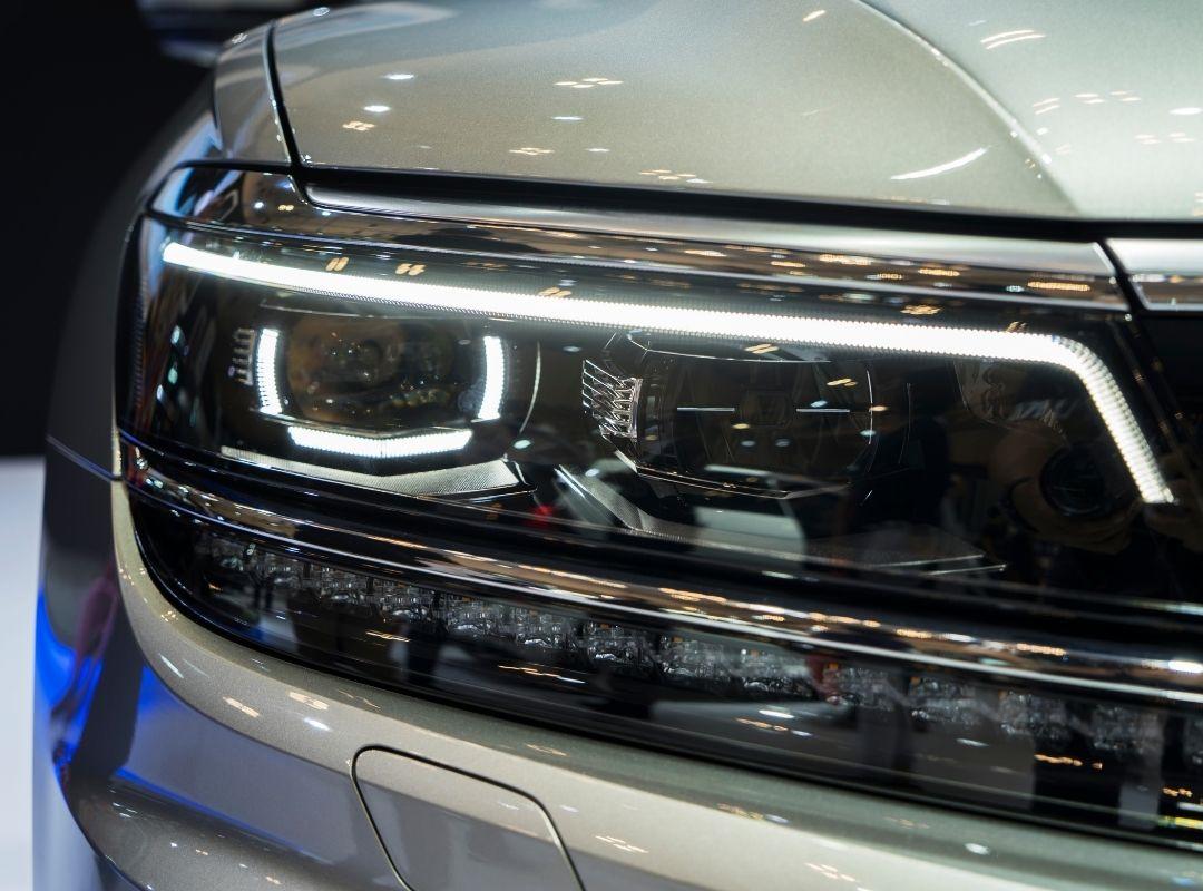 Luxury vehicle with paint protgection film on headlights